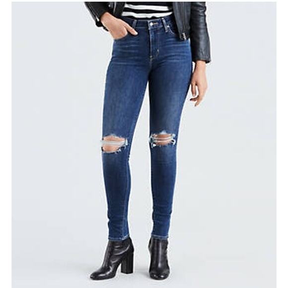 Levi's Premium High Rise Ripped Skinny Jeans in Indigo Luna Women's Size 26 - Picture 1 of 7